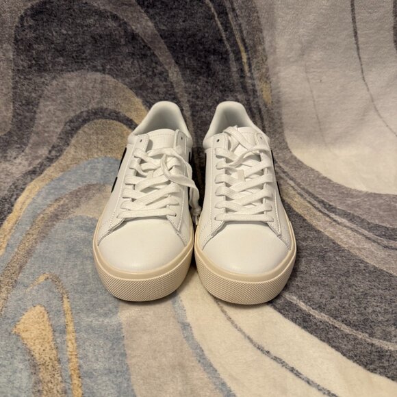 Campo Canvas White Pekin Black Leather Womens Size 6.5 - Picture 2 of 6